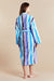 Sunset Blue Striped Womens Dressing Gown - Model Back | Bown of London